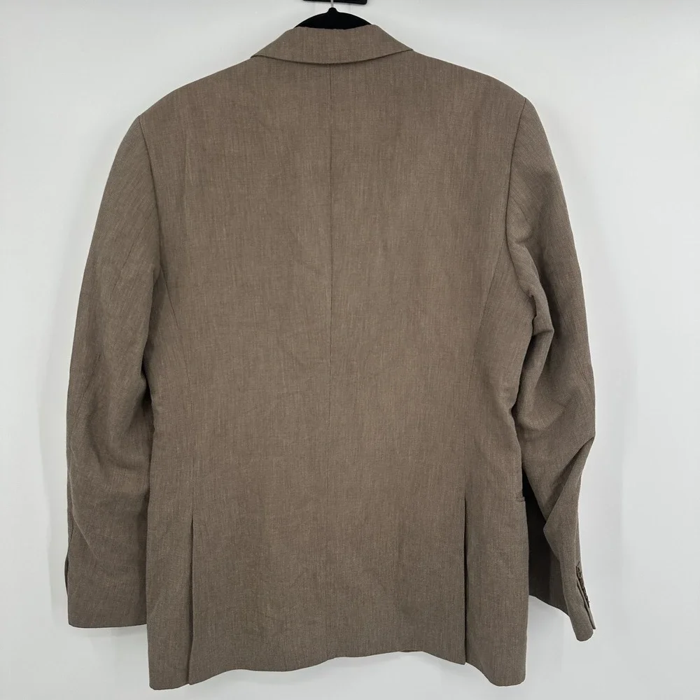 Zara Man Blazer Mens 38 Brown Cotton Linen Blend Two Button Suit Jacket Portugal
